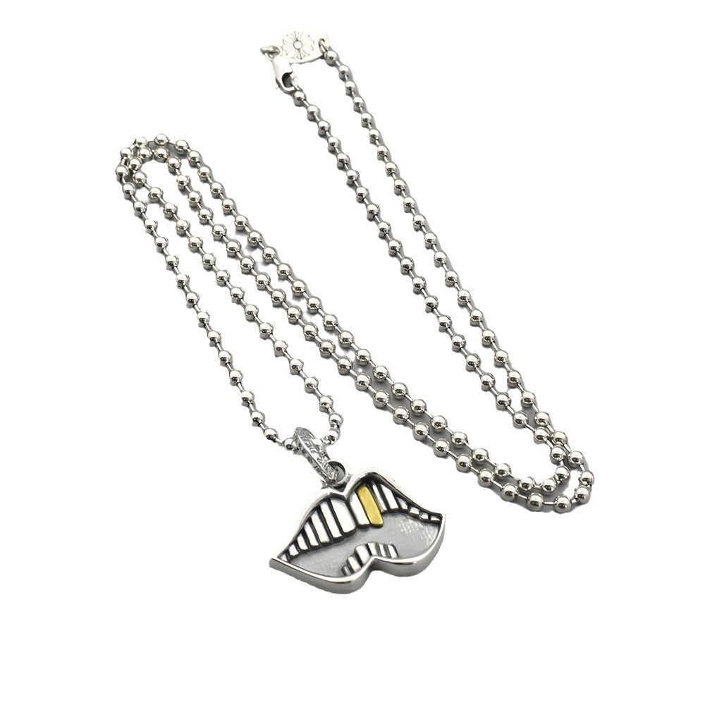 Chrome Hearts big mouth gold tooth necklace