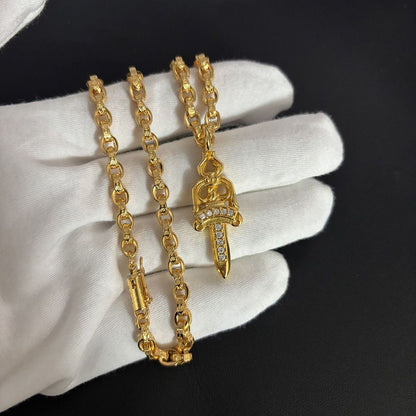 Chrome Hearts Dagger Necklace luxury high-end gold diamond sword pendant