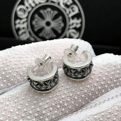 Chrome Hearts ear plug half hoop cross flower earrings
