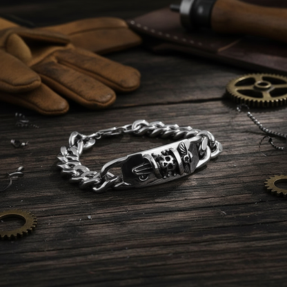 Chrome Hearts Pirates of the Caribbean skull dagger stainless steel bracelet