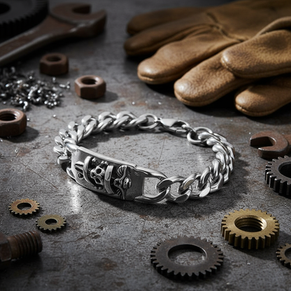 Chrome Hearts Pirates of the Caribbean skull dagger stainless steel bracelet