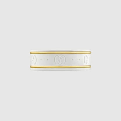 18K Double Gucci Icon White Zirconia Ring