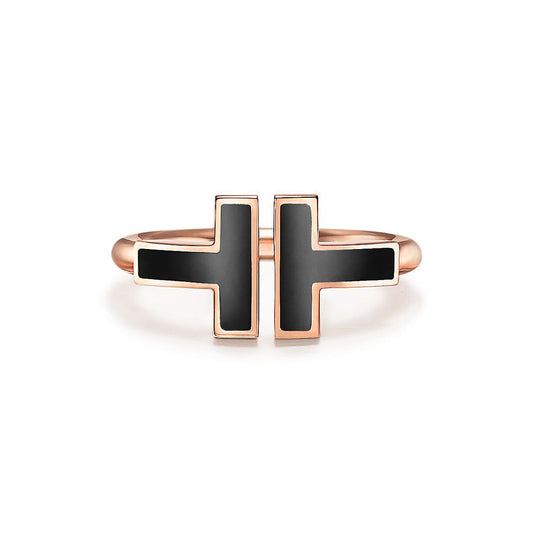 18K Tiffany Black Onyx Wire Ring