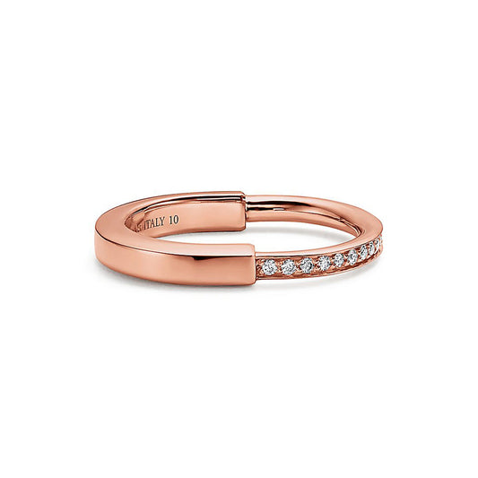 18K Tiffany Lock Diamonds Rose Gold Ring