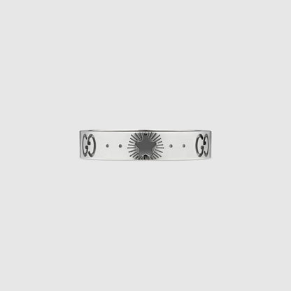 18K Double Gucci White Gold Ring