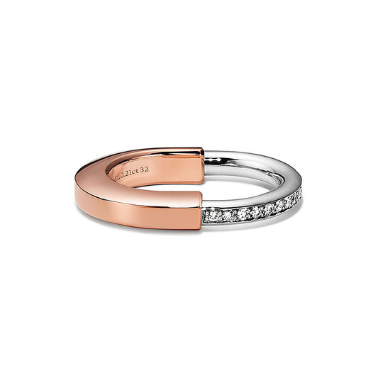 18K Tiffany Lock Diamond Rose Gold Ring