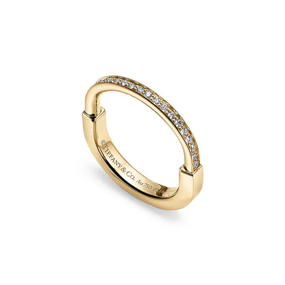 18K Tiffany Lock Diamonds Yellow Gold Ring