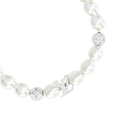 18K Louis Vuitton Monogram White Pearls Bracelet
