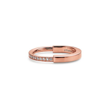 18K Tiffany Lock Diamonds Rose Gold Ring