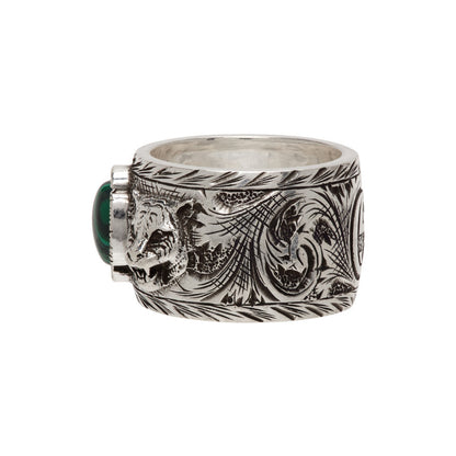 Double Gucci Feline Garden Green Ring