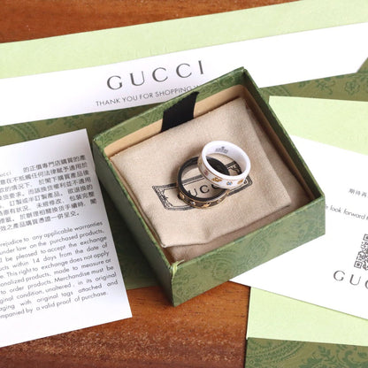 18K Double Gucci Icon With Gemstones White Zirconia Ring