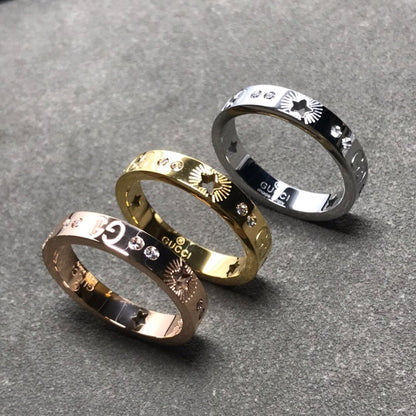 18K Double Gucci Icon Diamonds White Gold Ring
