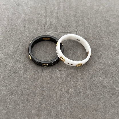 18K Double Gucci Icon Black Corundum Ring