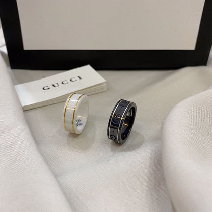 18K Double Gucci Icon Black Corundum Ring