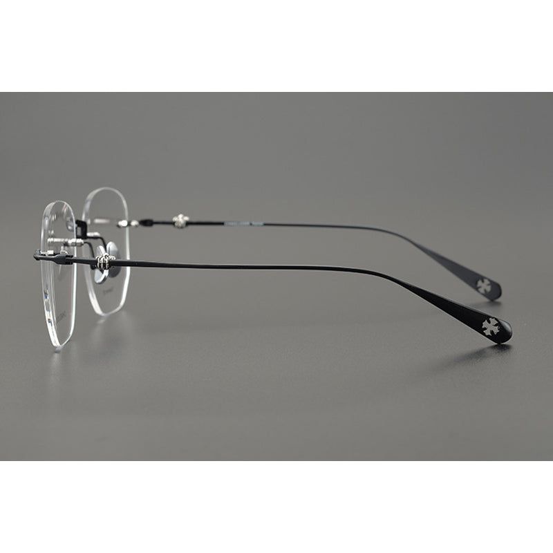 CHH Chrome Hearts Glasses Ultra Light Titanium Frameless Wide Myopia Glasses Frame