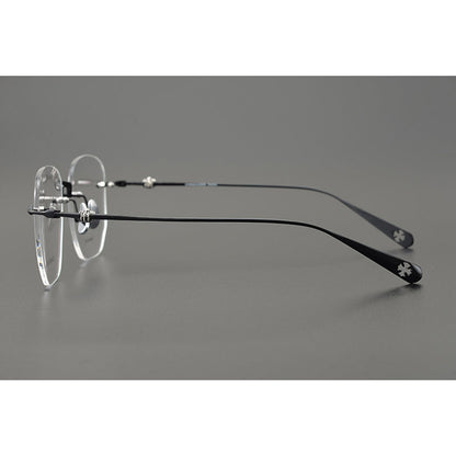 CHH Chrome Hearts Glasses Ultra Light Titanium Frameless Wide Myopia Glasses Frame