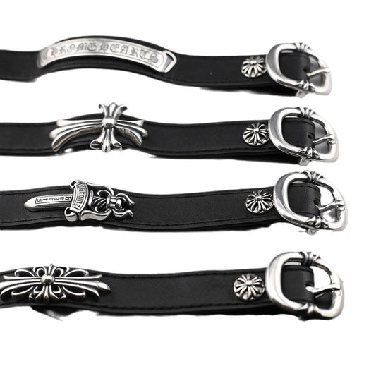 Chrome Hearts Cuff Plate Gunslinger  Leather Bracelet For Men