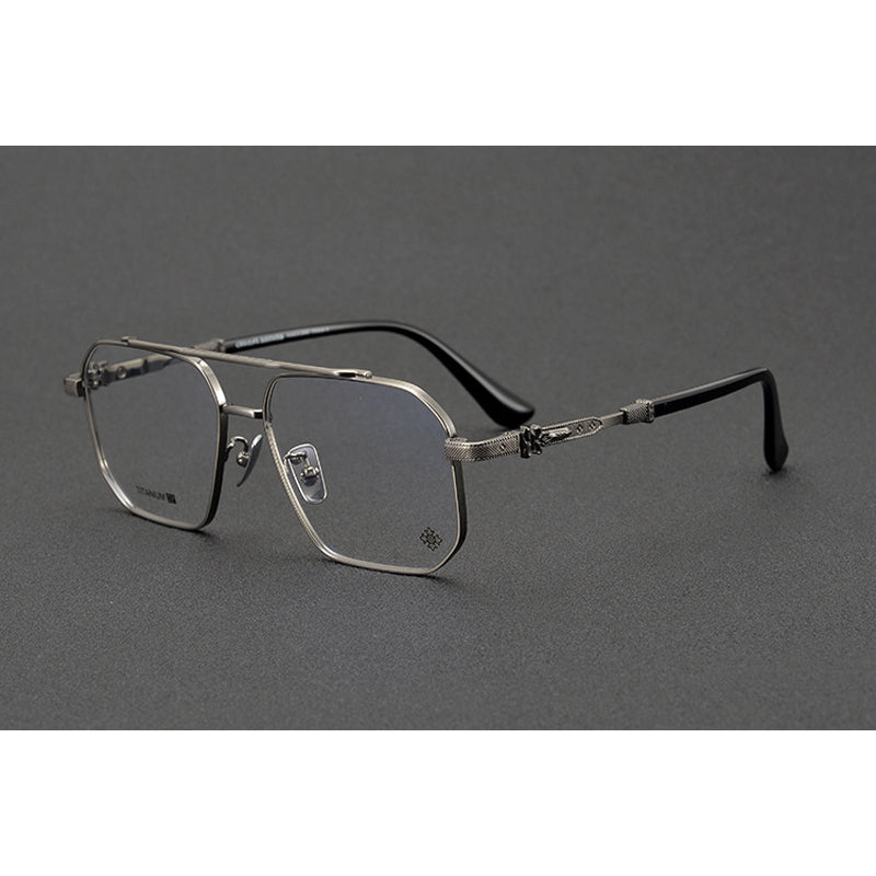 CHH Chrome Hearts Glasses Pure Titanium Double Beam Polygonal Myopia Glasses Frame & Sunglasses