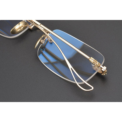 CHH Chrome Hearts Glasses Square Frameless Pure Titanium Ultra Light Myopia Glasses Frame