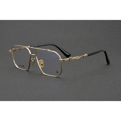 CHH Chrome Hearts Glasses Pure Titanium Double Beam Polygonal Myopia Glasses Frame & Sunglasses