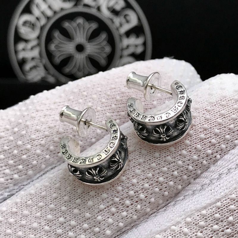 Chrome Hearts ear plug half hoop cross flower earrings
