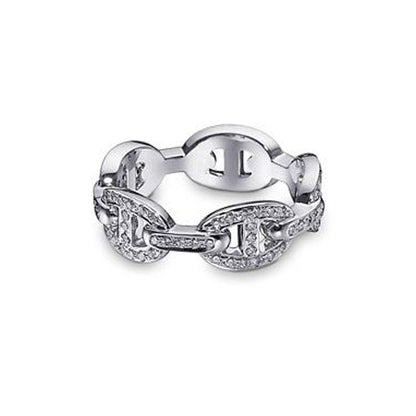 18K Chaine D'Ancre Enchainee Diamond Hermes Ring