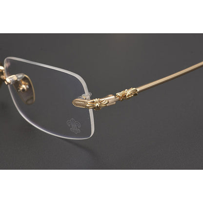 CHH Chrome Hearts Glasses Square Frameless Pure Titanium Ultra Light Myopia Glasses Frame