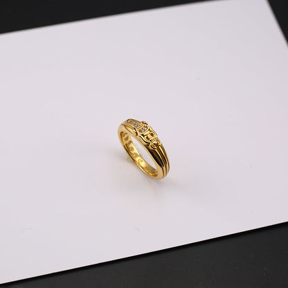 Chrome Hearts 24k gold-plated diamond holy sword ring