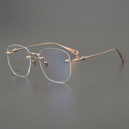 CHH Chrome Hearts Glasses Ultra Light Titanium Frameless Wide Myopia Glasses Frame