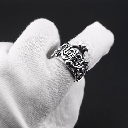 Chrome Hearts distressed anchor open ring