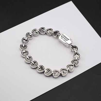 Chrome Hearts Retro Distressed Thron Heart Link ID Bracelet