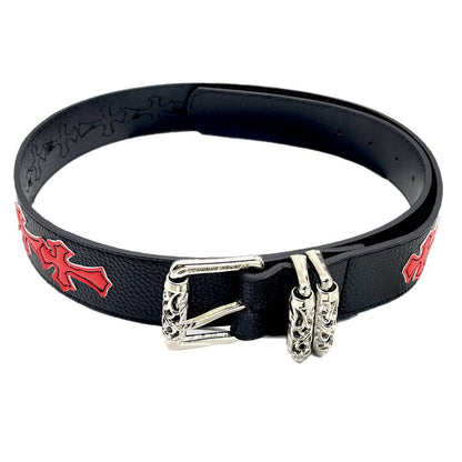 Chh Chrome Heart Belt Colored Cross Flower Lychee Pattern