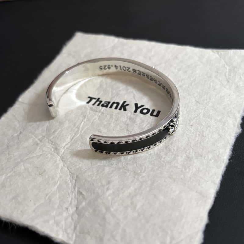 Chrome Hearts  Silver 925 French lily backed with stingray leather