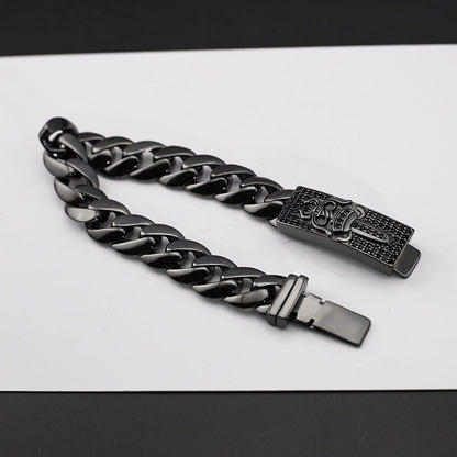 Chrome Hearts black full diamond holy Dagger ID Bracelet