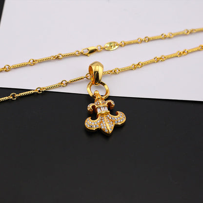 Chrome Hearts diamond anchor 24k gold plated pendant necklace