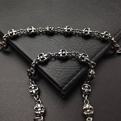 Chrome Hearts anchor flower ball Silver Sterling 925 bracelet