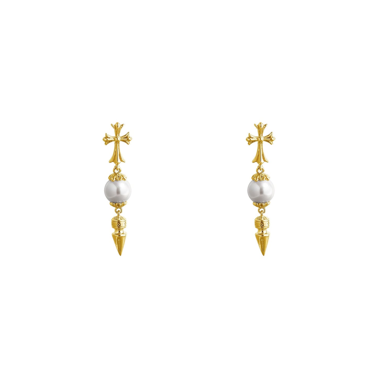 Chrome Hearts cross pearl earrings