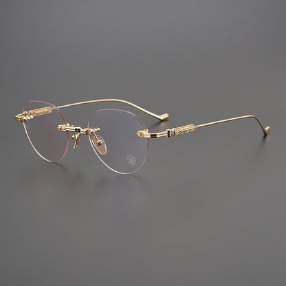 CHH Chrome Hearts Glasses Frameless Pure Titanium Glasses Frame Personalized Business