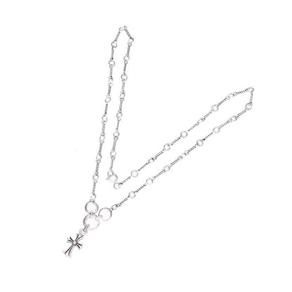 Chrome Hearts cross three-ring bamboo necklace