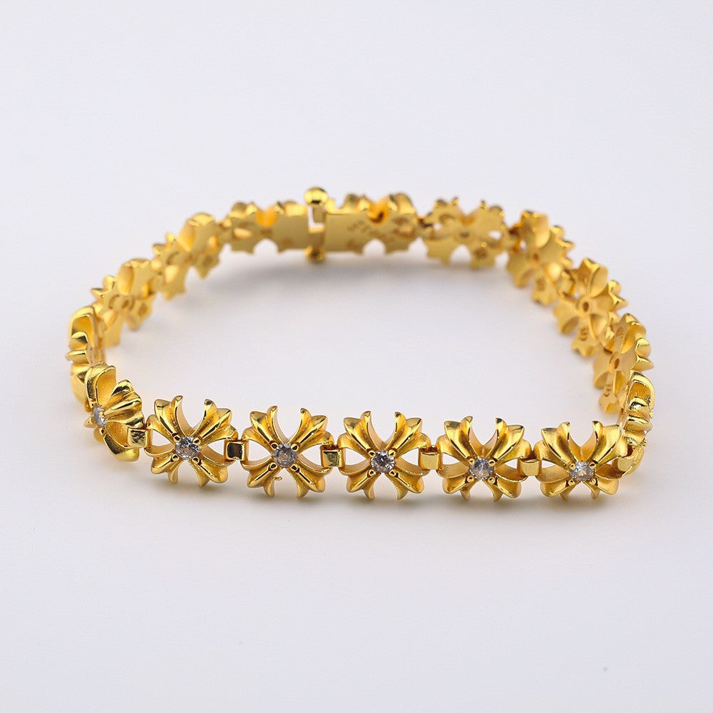 Chrome Hearts antique distressed diamond cross bracelet