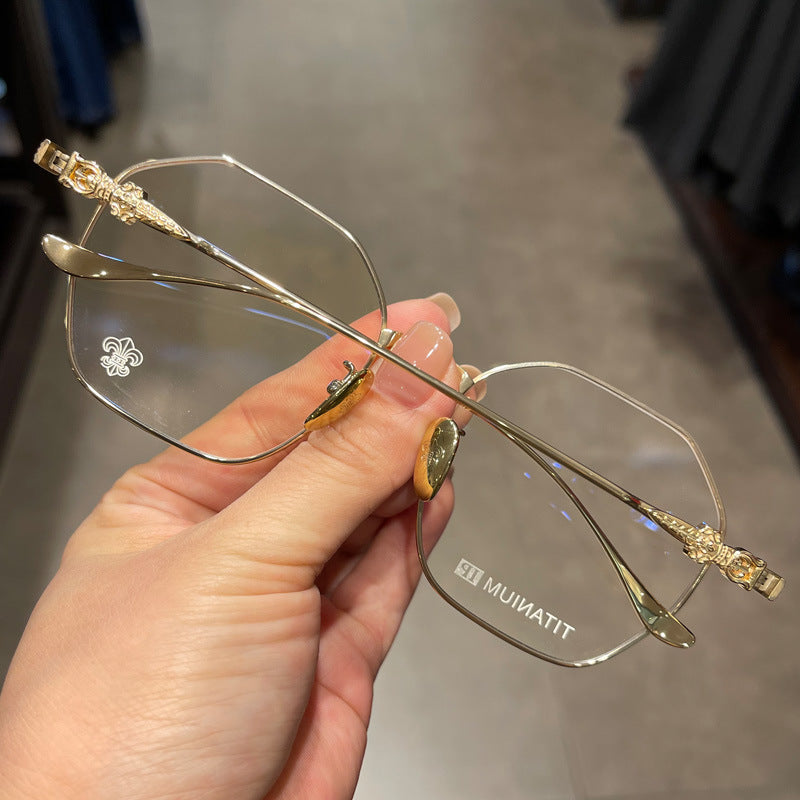 CHH Chrome Hearts Glasses Pure Titanium Polygon Retro Myopia Eyewear Frames