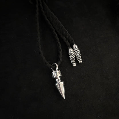 Chrome Hearts bullet-shaped six-pointed star tongue style leather rope necklace