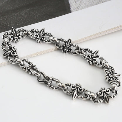 Chrome Hearts 925 Sterling silver Vitange Gothic fleur-de-lis Crown bracelet