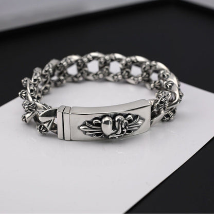 Chrome Hearts Floral cross heart ID bracelet