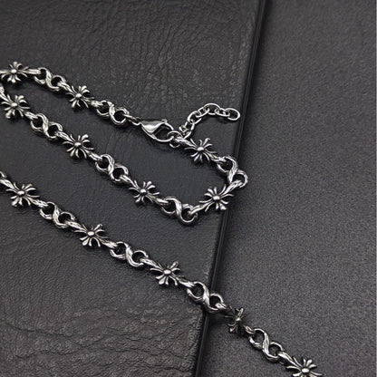 Chrome Hearts 925 Silver Tiny E CH Cross Bracelet