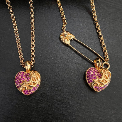 Chrome Hearts diamond-studded versatile heart pendant