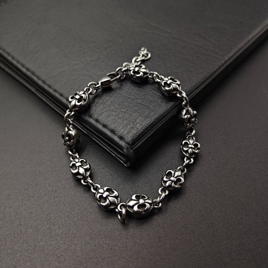 Chrome Hearts anchor flower ball Silver Sterling 925 bracelet