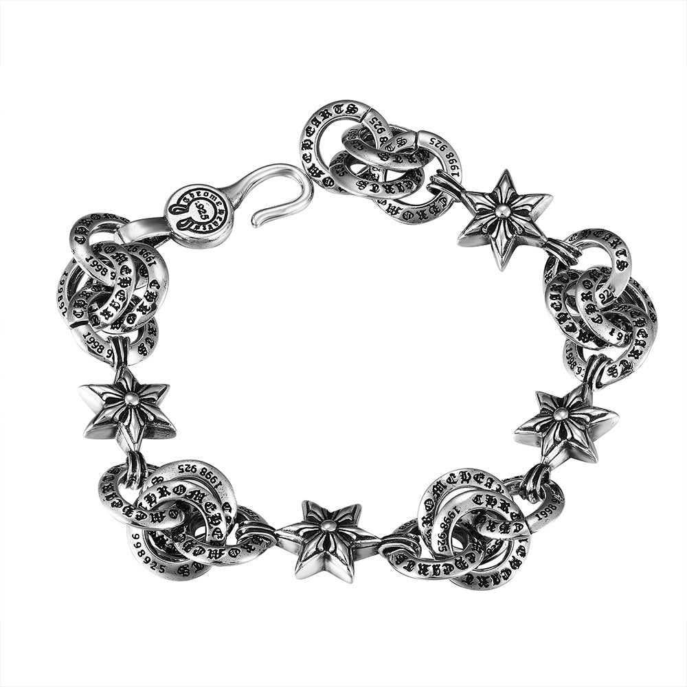 Chrome Hearts thick heart star cross letter bracelet