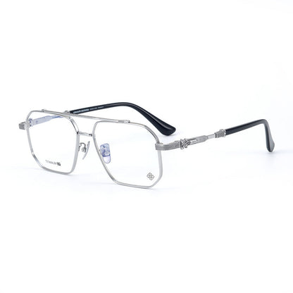CHH Chrome Hearts Glasses Pure Titanium Double Beam Polygonal Myopia Glasses Frame & Sunglasses