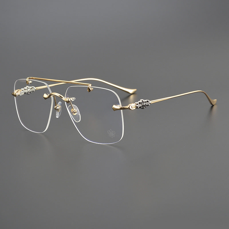 CHH Chrome Hearts Glasses Fashion Double Beam Frameless Myopia Glasses Frame